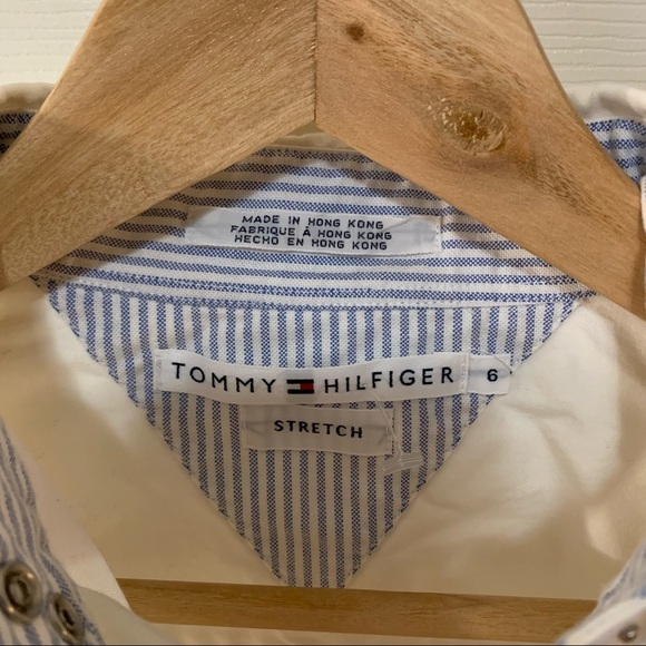 NWOT Tommy Hilfiger Contrast-cuff Snap up Collared Shirt - Picture 2 of 5